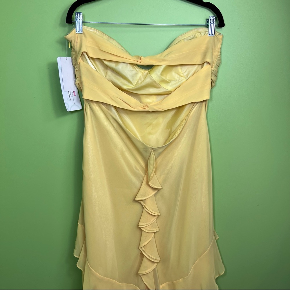 Strapless Yellow Ruffled Evening Gown - Picture 5 of 7